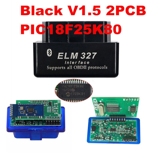 2Layer Hardware V1.5 Chip PIC18F25K80 ELM327 Bluetooth V1.5 Auto Leitor de  Código Super MINI